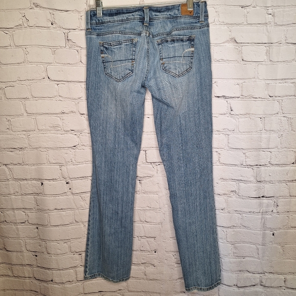 American Eagle Outfitters Slim Boot Stretch Sandblast Low Rise Jeans Sz 2 Short - Picture 4 of 9